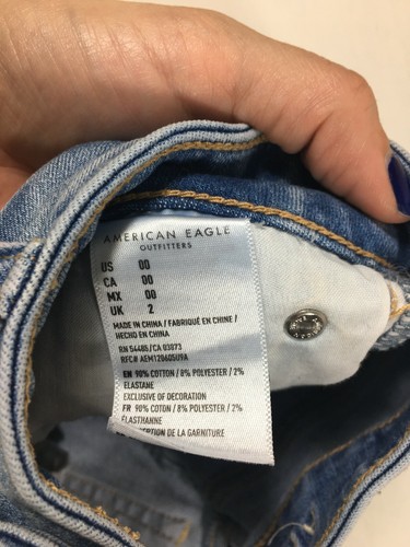 American Eagle Damen hoch geschnitten Spitze Next Level Flex Denim Booty Shorts Gr. 00 - Bild 3 von 4