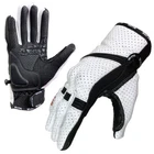 Motorcycle Motorbike Gloves Leather Summer Short Blade Knuckle Protection White