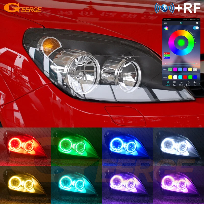 Kit ojos de ángel LED RGB multicolor para Opel Chevrolet Astra H 2004 - 2010 BT APP Foto 3 de 4