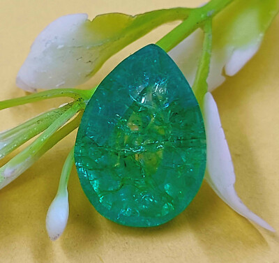 100% Natural Certified 6.10 Ct Green Emerald Zambia Pear Cut Loose Gemstone KKS