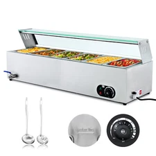 Secondhand 1200W Commercial Food Warmer 6Pan 39qt Bain Marie Steam Countertop