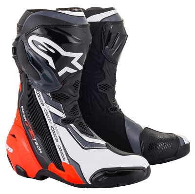 Alpinestars Supertech R Boots black red fluo white 47 EU Racing Motorradstiefel