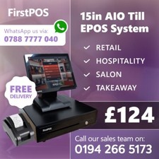 15" Touchscreen POS EPOS Cash Register Till System For Hospitality Café Bar Pub 