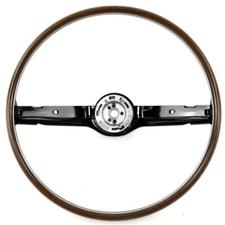 CJ Classics Woodgrain Steering Wheel Deluxe 2-Spoke Black Mustang 1968