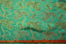 Dekostoff (€22/m²) 0,3m Gold Brokat Paisley Ornamente  1,1 m breit