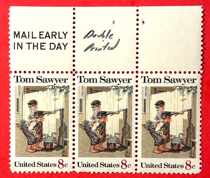US Sc#1470 1972 Tom Sawyer by Rockwell Error: Shift Color/Dbl.prin MNHOGXF 1-233