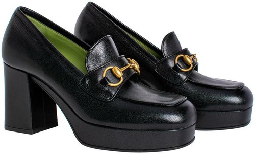 Gucci Black Horsebit Womens Leather 