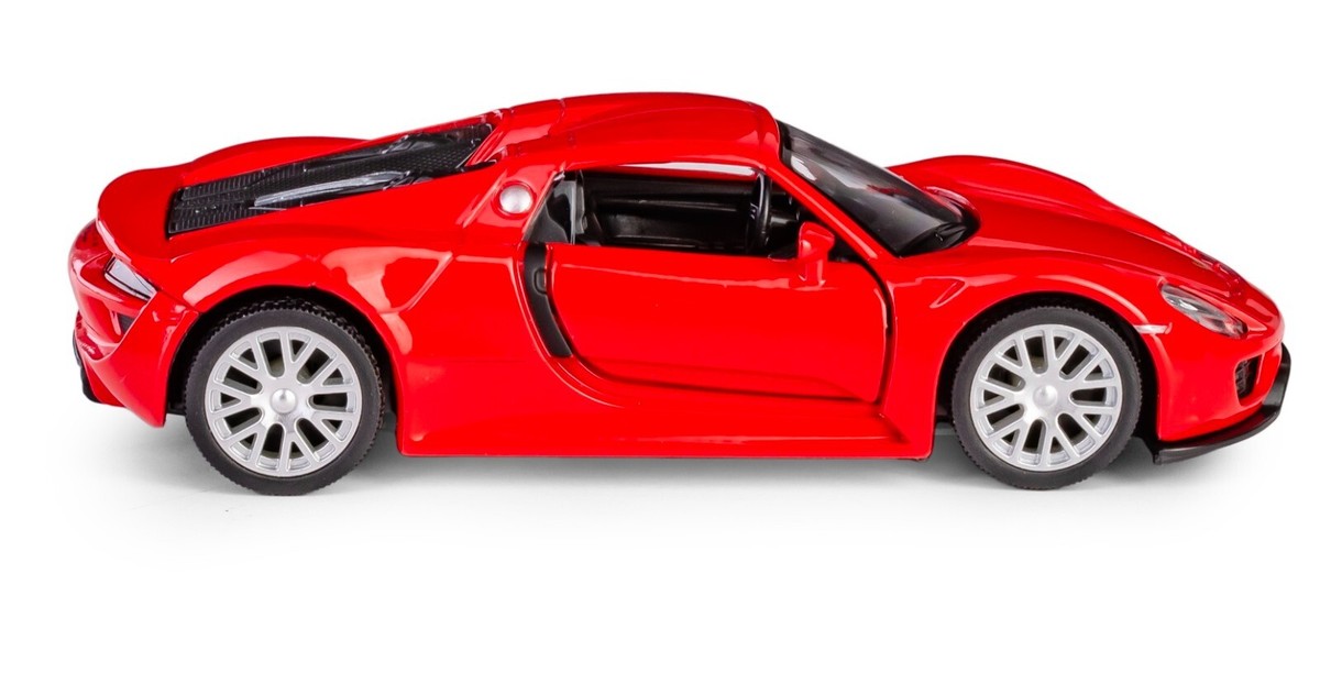 Porsche 918 Spyder Germany Sports Car Model Red Diecast RMZ City 1