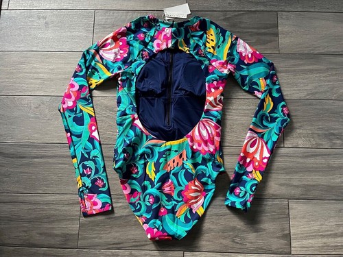 TRINA TURK INDIA JARDÍN RASHGUARD TRAJE DE REMOS DE UNA PIEZA, MULTICOLOR, NUEVO CON ETIQUETAS $172 - Imagen 3 de 3