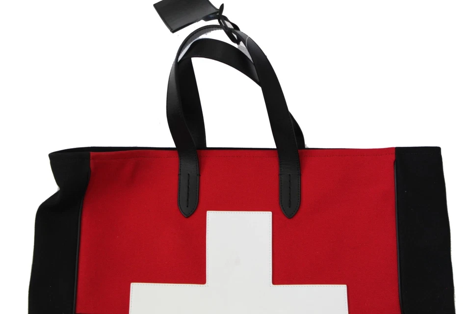 Bolso de Mano Ralph Lauren Etiqueta Púrpura Cuero Estadio Negro Rojo Esquí Mensajero Nuevo con Etiquetas Foto 3 de 4