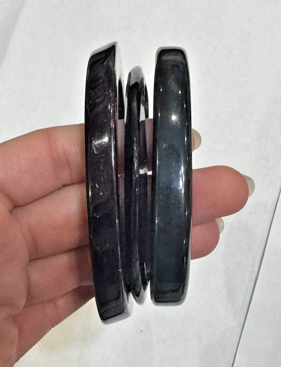 Stackable Chunky Exquisite Plastic Bangle Black V… - image 2