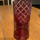Bohemian Czech Crystal Hurricane Shade~Candle Chimney~Ruby Red~Cut to Clear~7” T — photo 2