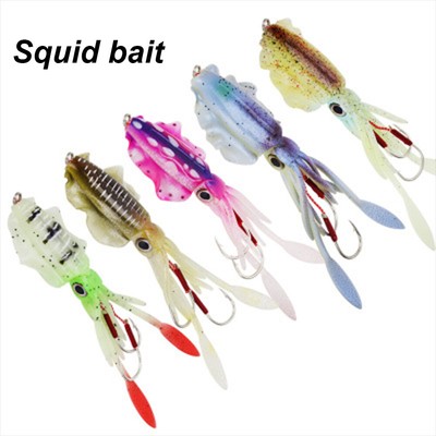 Soft Silicone Fishing Tackle long tail Squid Skirt Lure Saltwater Octopus Bait