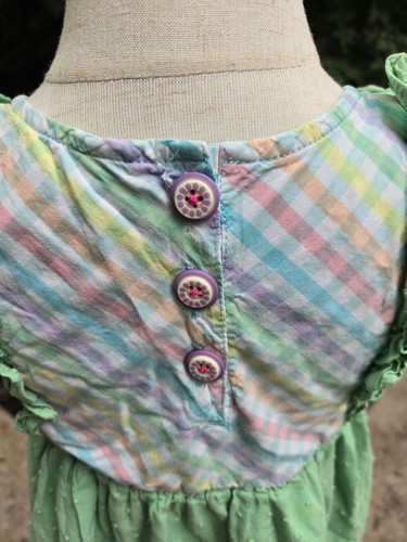 Matilda Jane Girls Dress Green Over Rainbow Cotton Ruffle Swiss Dot Flare Sz 4 - Picture 3 of 6