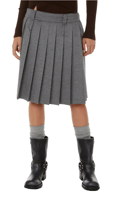 Miu Miu Pleated Wool Cashmere Midi Knee Skirt Bnwt IT44 | eBay