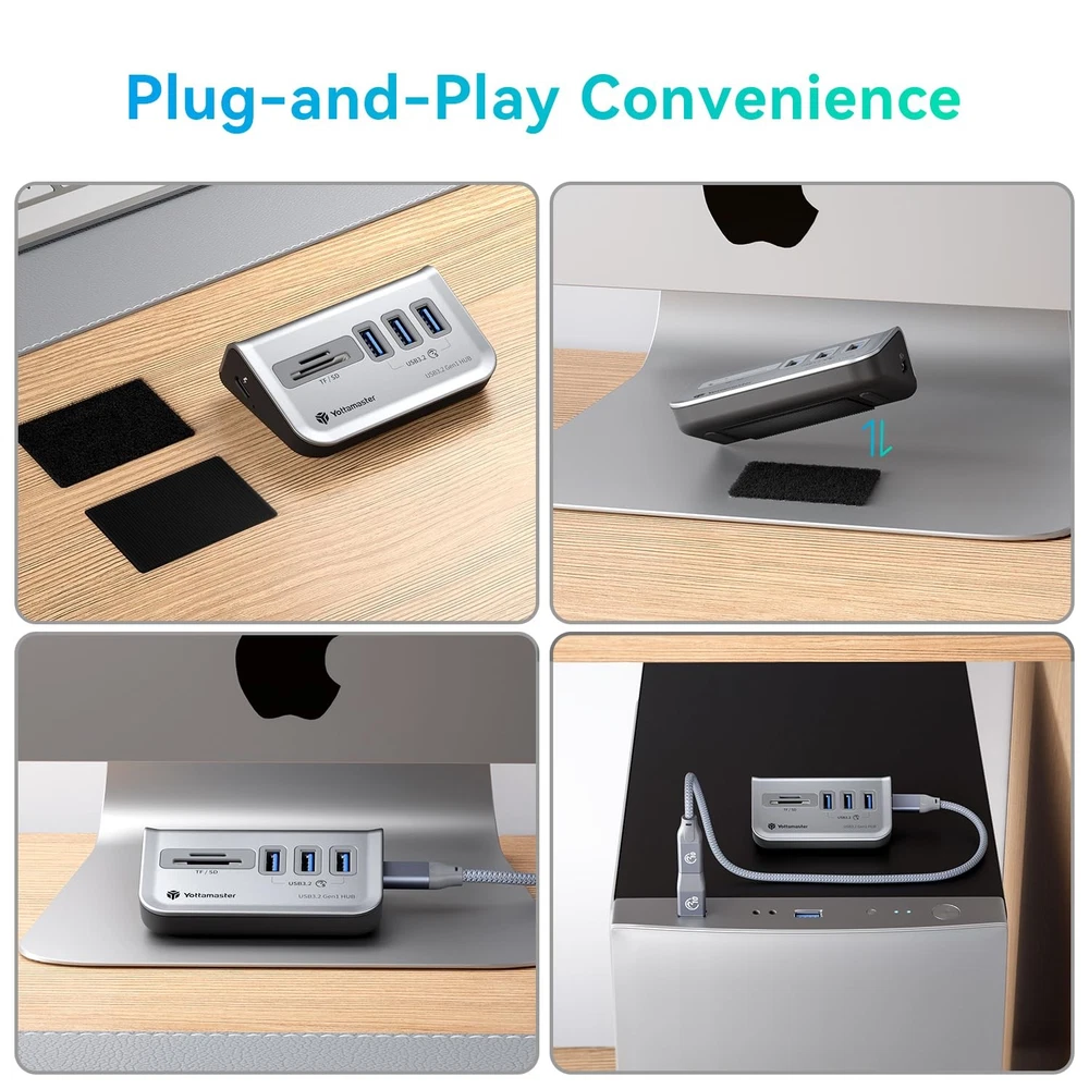 Compact Triangle USB 3.0 Hub with 3 Ports & SD Card Reader