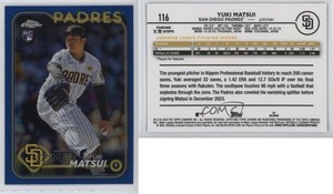 2024 Topps Chrome Blue Refractor /150 Yuki Matsui #116 Rookie RC