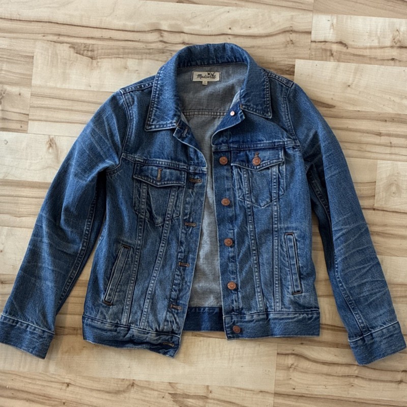 Madewell Women's Denim Jacket Blue S Button Collared Pockets Long Sleeve