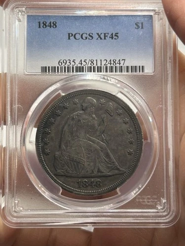 1848 Liberty Seated Dollar XF-45 PCGS! Tough Type Coin! Look AU! Nice Eye Appeal