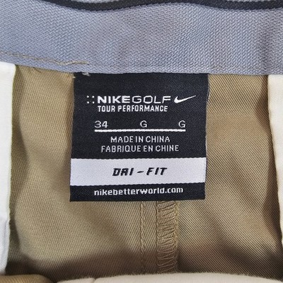 Nike Golf Tour Performance Dri-FIT Pleated Shorts Mens 34 Tan