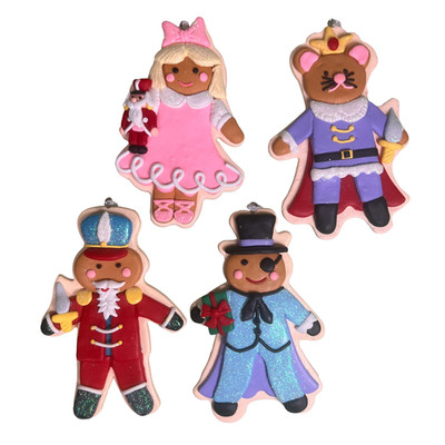 Kurt Adler Nutcracker Suite Ornament Set  4 Gingerbread Style Characters 4.5 In