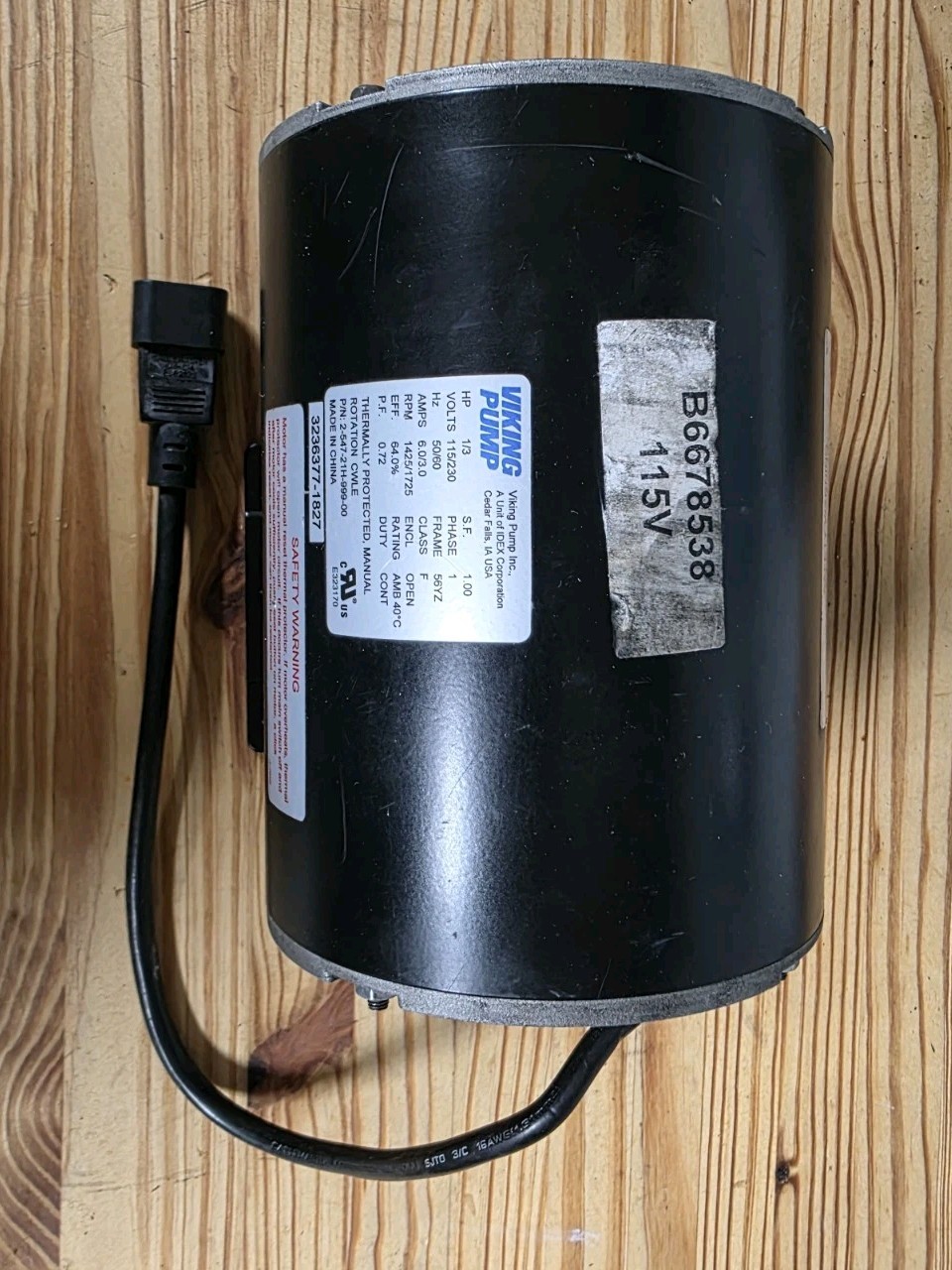 Viking Pump 1/3 HP 1425/1725 56YZ Frame Single Ph, See Desc