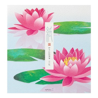 DESIGNPHIL MIDORI Midsummer Letter Paper, Silk, Water Mirror, Water Lily Pattern