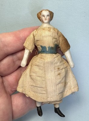 Antique German Parian Bisque Doll Miniature Dollhouse 3 1/2  Rare