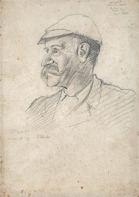 Alfred Crowdy Lovett (1862-1919) Bleistiftzeichnung - Polospieler Portrait 1894