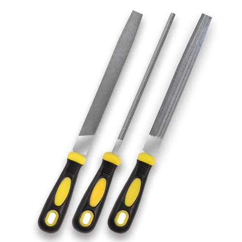 3Pcs Metal File Set, 8-Inch Professional High Carbon Onesize, Yellow - Picture 1 of 7