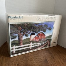 WonderArt COUNTRY BARN Latch Hook Kit 4426 Caron 30"x50" Sealed Vintage NIB New