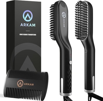 Arkam Beard Straightener for Men - 1 Count (Pack of 1), ['Silver', 'Black'] 