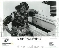 1989 Press Photo Katie Webster, blues-soul singer and pianist. - lrp29536