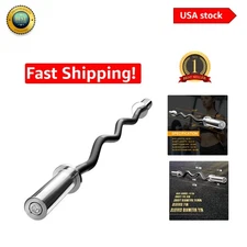 EZ Bar Curl Bar 4ft/5ft/7ft - Olympic Standard for Home Fitness, 300lb Capacity