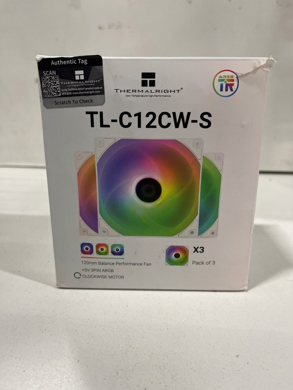 Thermalright TL-C12CW-S 120mm White ARGB PWM Fan 4-Pin (3-Pack) - Used