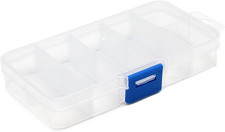 Small 10 Grids Clear Plastic Organizer Box Craft Storage with Adjustable Divider