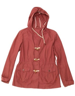 Fat Face Damen-Dufflejacke mit Kapuze UK 12 Medium weinrot Baumwolle OE07