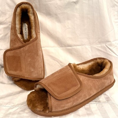 Купить hammacher schlemmer slippers open toe suede sheepskin  display picture 3
