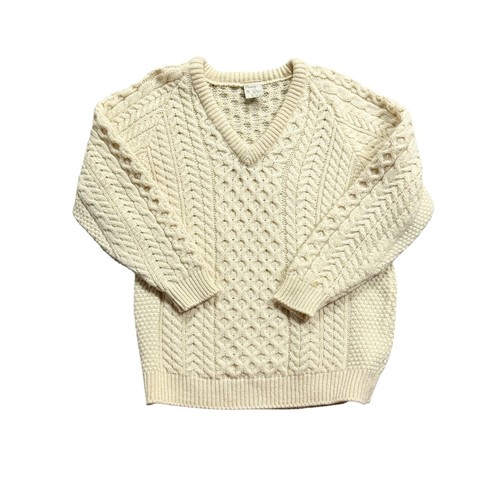 Vintage Carraig Aran Fisherman Sweater Irish Cable Knit Cream Wool Size 44 XL, Size 44, $68.99 - Photo 6