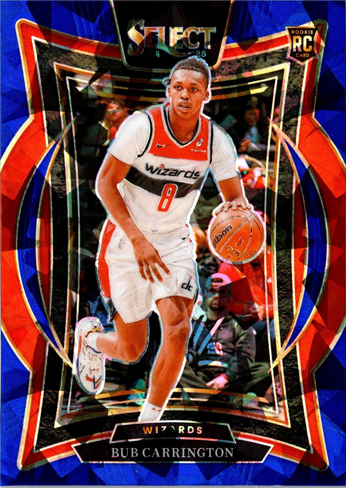 2024-25 Panini Select - Concourse Bub Carrington #81 Blue Cracked Ice Prizm (RC)