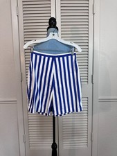 Vintage 60's Catalina High Waist Shorts Blue White Stripes Back Zip 13/14