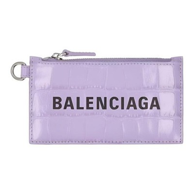 Balenciaga Card Holder Leather Card Wallet, Women's, Light Purple 3.9x1.1x2.7 in