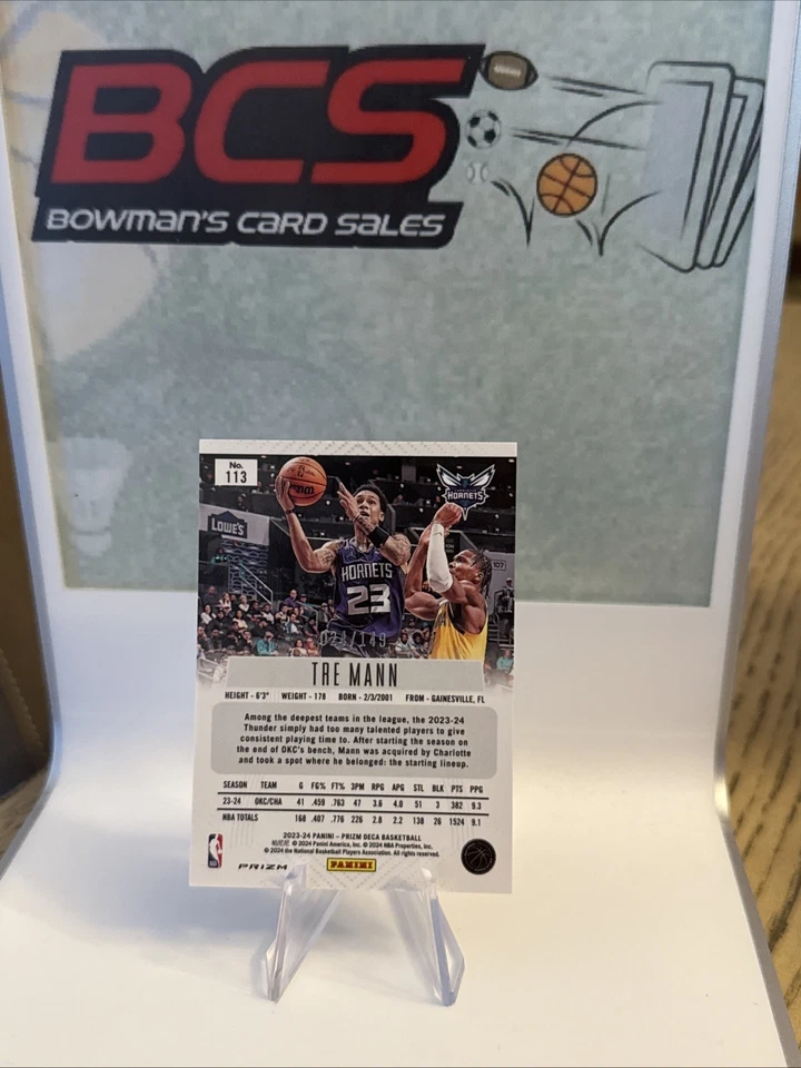 2023-24 Panini Prizm Deca Blue Prizm 24/149 Tre Mann #113 🔥 - Image 3 of 4