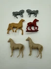Vintage Plastic Toy Horses Lot Of 6 - Marx / Tim-mee Style Playset Animals