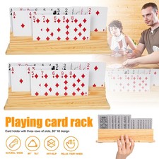 Playing Card Holder Rack 2pcs Wooden Hands Free Cards Holders With 3 Card Slots