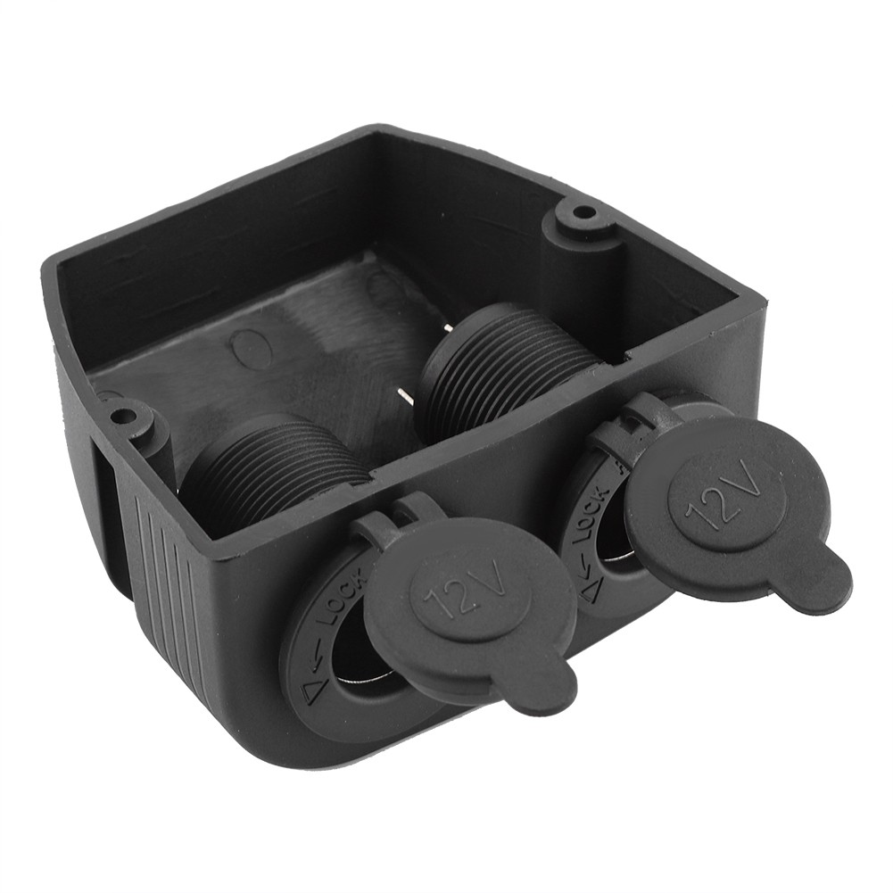 Auto Car Boat Dual Port Surface Mount Cigarette Lighter Socket 12V-24V