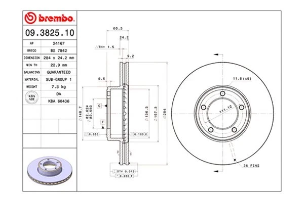 For Jaguar XJS 87-96 Brembo Replacement Plain Vented Front Brake Rotor Foto 2 de 4