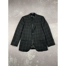 Stafford Merino Wool Sport Coat Grey Windowpane Plaid Blazer