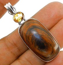 Natürliches goldenes Obsidian Auge 925 Sterling Silber Anhänger Schmuck 