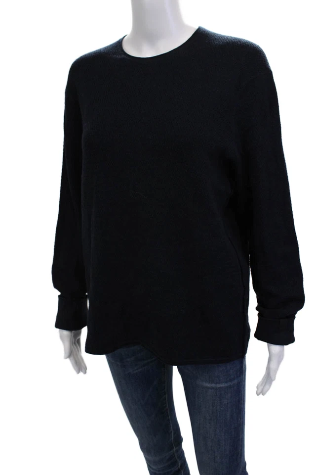 Rag & Bone 女式套衫深蓝色圆领羊毛混纺 L 码 — 第 2/4 张图片
